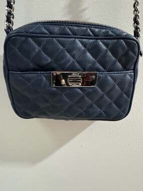Michael Kors Susannah Quilted Leather Navy Blue Messenger Crossbody Bag